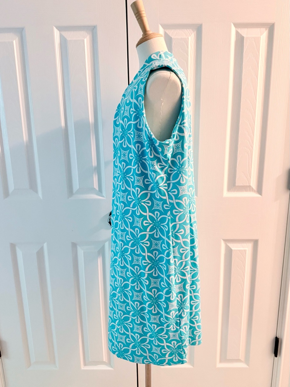 Lulu-B Turquoise & White Floral Print Dress - Picture 3 of 6